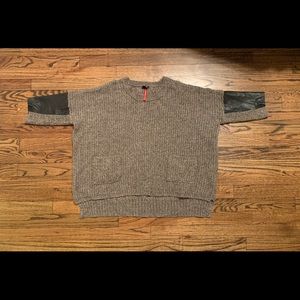 Club Monaco Sweater with Leather Patch Sleeves